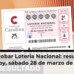 Comprobar Lotería Nacional: resultados de hoy, sábado 28 de marzo de 2026