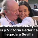 El abrazo entre el Rey Juan Carlos y Victoria Federica a su llegada a Sevilla